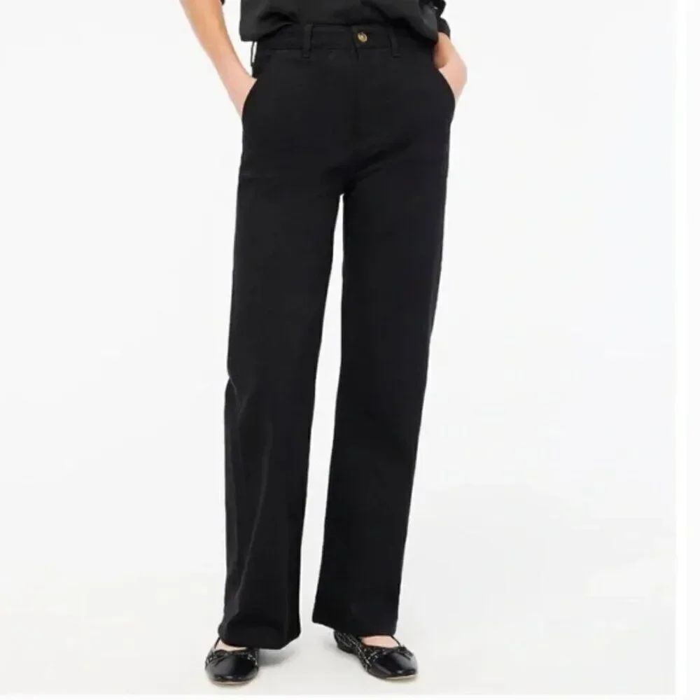 J. Crew Factory CB665 Black wide-leg denim trouser size 35 NWT